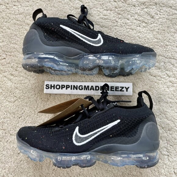 [Wm 6] NIKE AIR VAPORMAX 2021 FLYKNIT FK Black Speckled Recycled Running Shoes - Picture 1 of 9